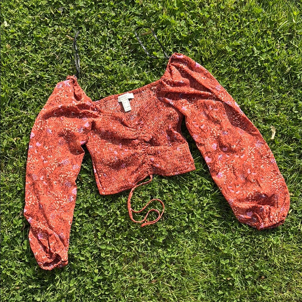 Forever 21 Terracotta Floral Knit Top